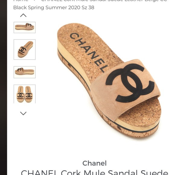 Chanel Suede and Cork mule slides - Picture 2 of 10